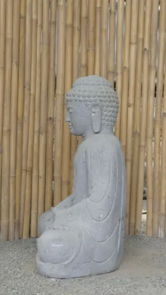 Product image 4 of the product “Seated Japanese Buddha made of Riverstone in Dhyana position - gesture of meditation, H. 99cm ”